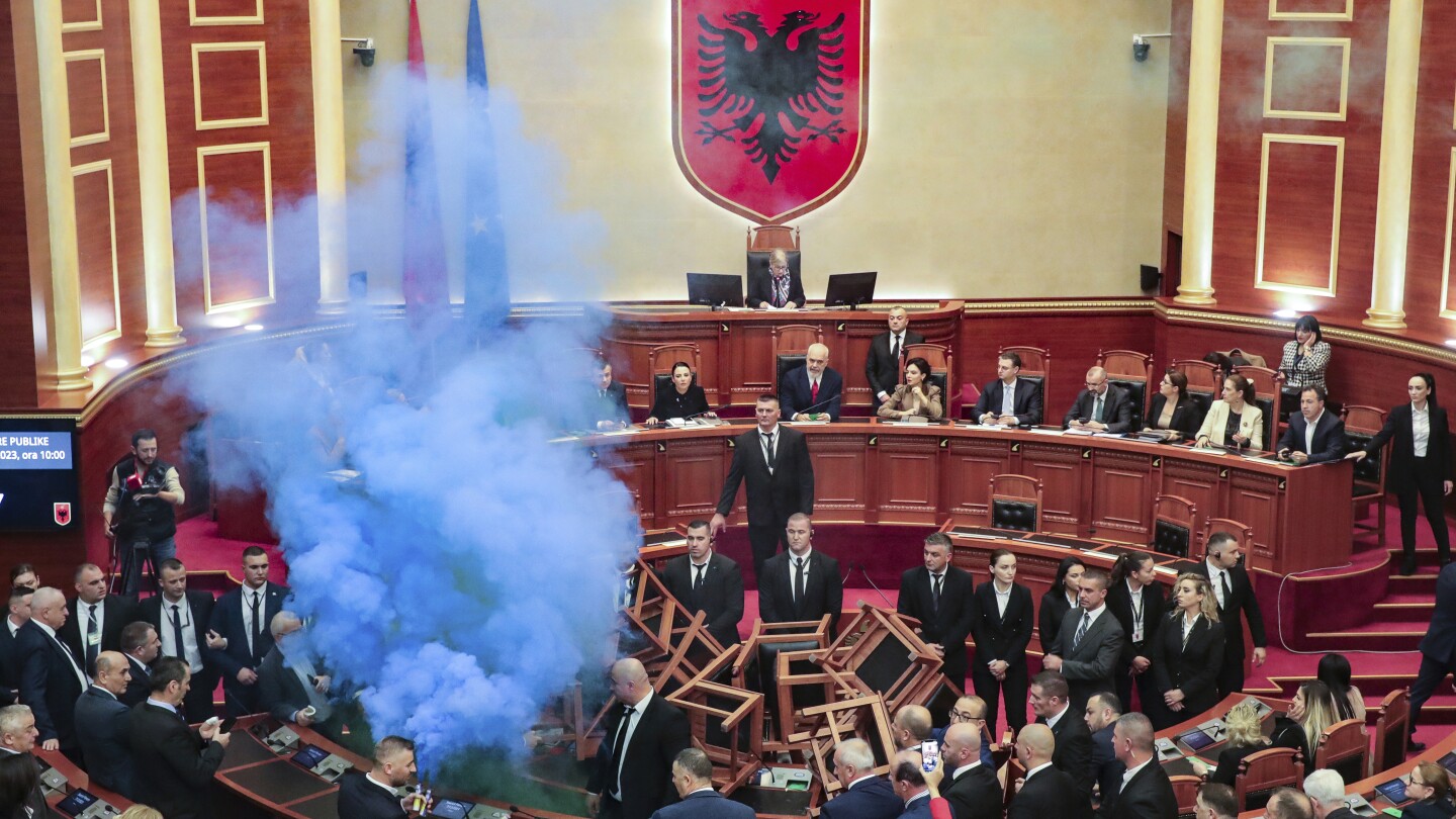 Why the Albanian opposition is disrupting parliament with flares, makeshift barricades and fires #Albanian #opposition #disrupting #parliament #flares #makeshift #barricades #fires