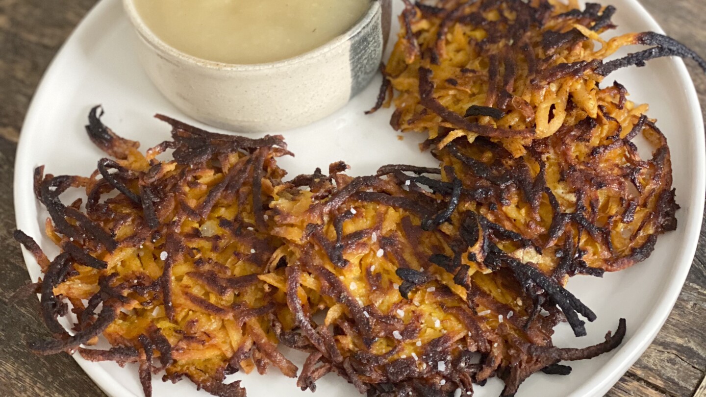 For a different take on latkes, try these ginger sweet potato pancakes with orange zest #latkes #ginger #sweet #potato #pancakes #orange #zest
