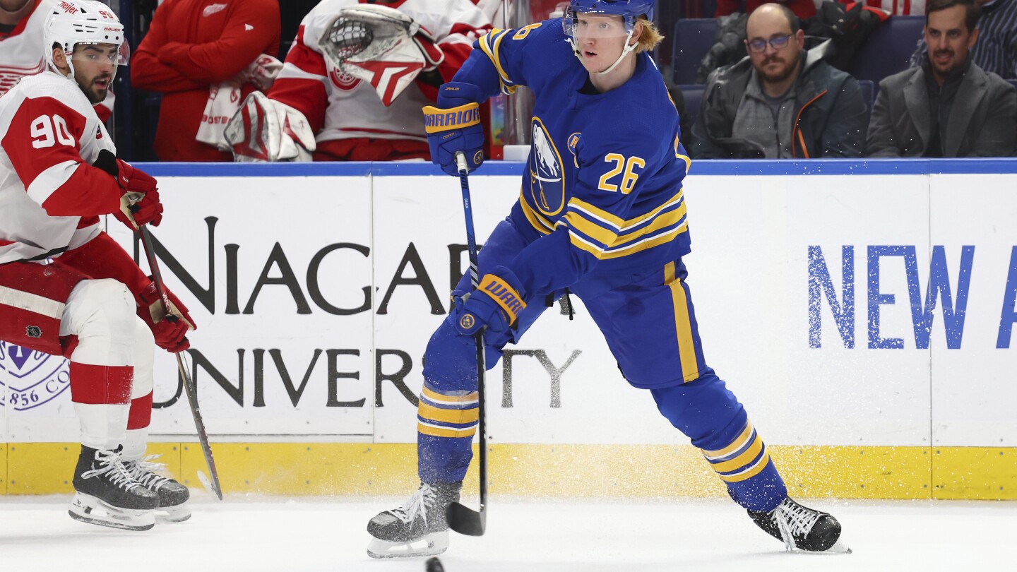 Dylan Larkin scores 2 as the Red Wings beat the Sabres 5-3 for 3rd straight victory #Dylan #Larkin #scores #Red #Wings #beat #Sabres #3rd #straight #victory