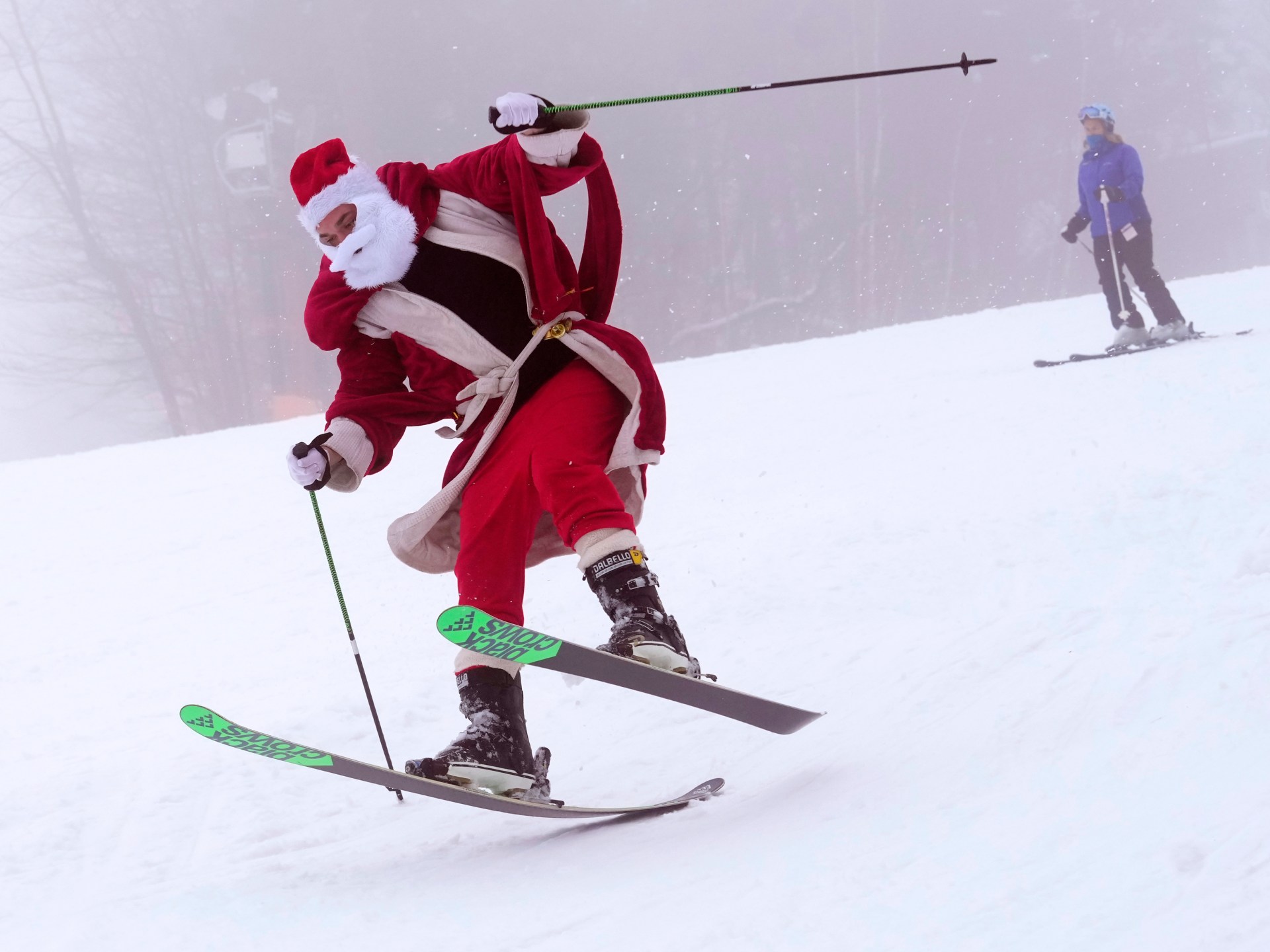 When Skiing Santas hit the slopes in Maine, US to kickoff holiday season | In Pictures #Skiing #Santas #hit #slopes #Maine #kickoff #holiday #season #Pictures